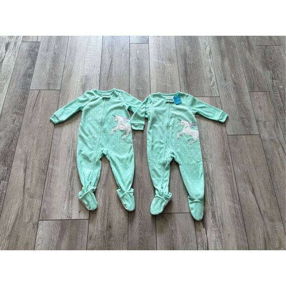 Carter’s baby girl mint green unicorn sleeper bundle size 12 month - Picture 1 of 10